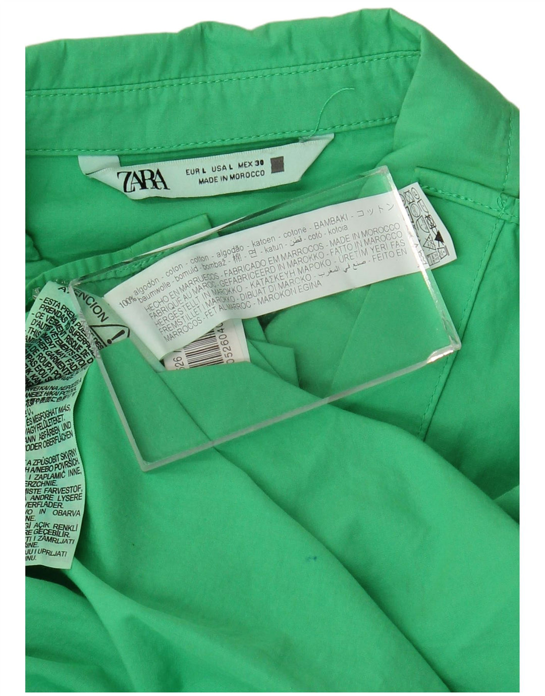 Camicia oversize da donna ZARA UK 16 grande in cotone verde