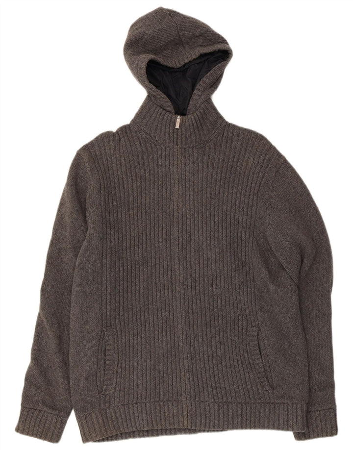 Giacca reversibile in maglia con cappuccio da uomo Massimo Dutti UK 42 XL Grigio