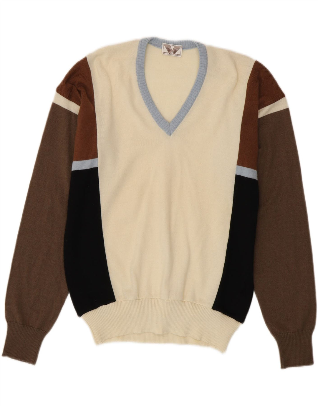Maglione da uomo con scollo a V VINTAGE IT 50 Colorblock medio multicolore
