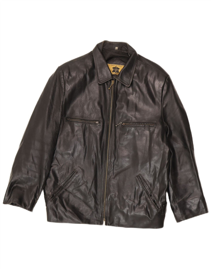 Giacca in pelle vintage da uomo UK 36 piccola in pelle nera
