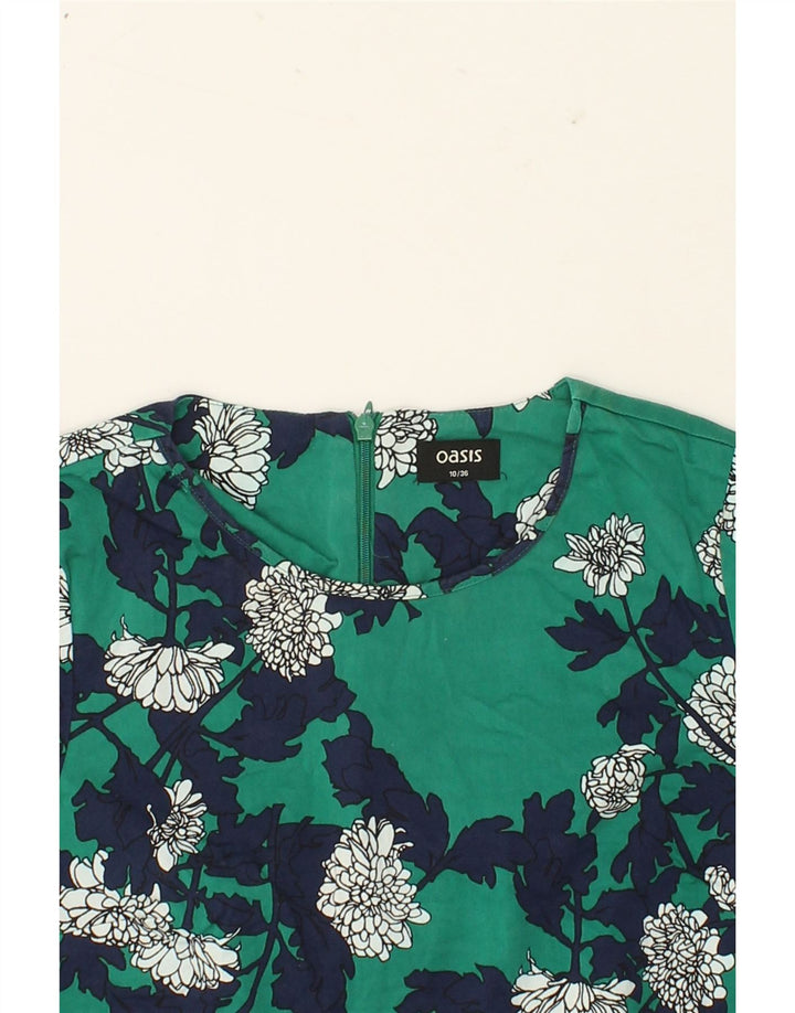 OASIS Womens Blouse Top UK 10 Small  Green Floral Cotton Vintage Oasis and Second-Hand Oasis from Messina Hembry 