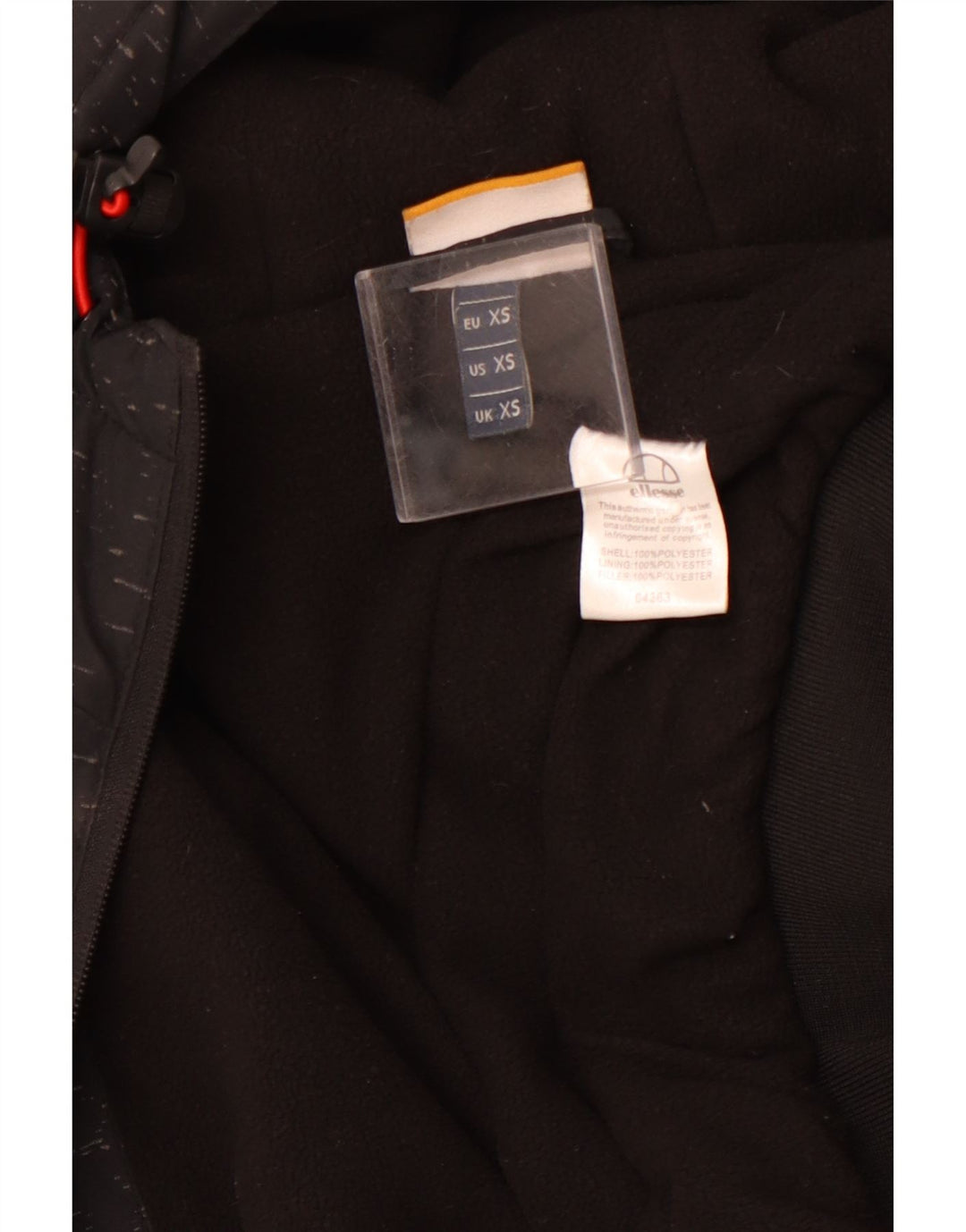 Giacca a vento con cappuccio da uomo ELLESSE UK 34 XS Poliestere chiazzato nero