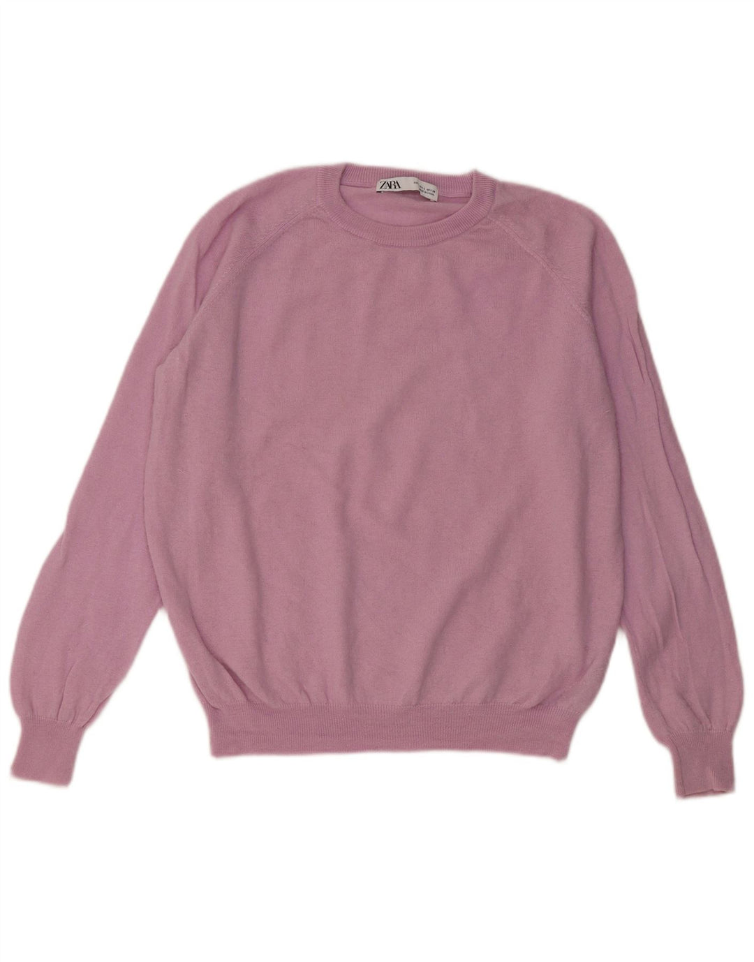 Maglione maglione girocollo da donna Zara UK 16 grande lana rosa