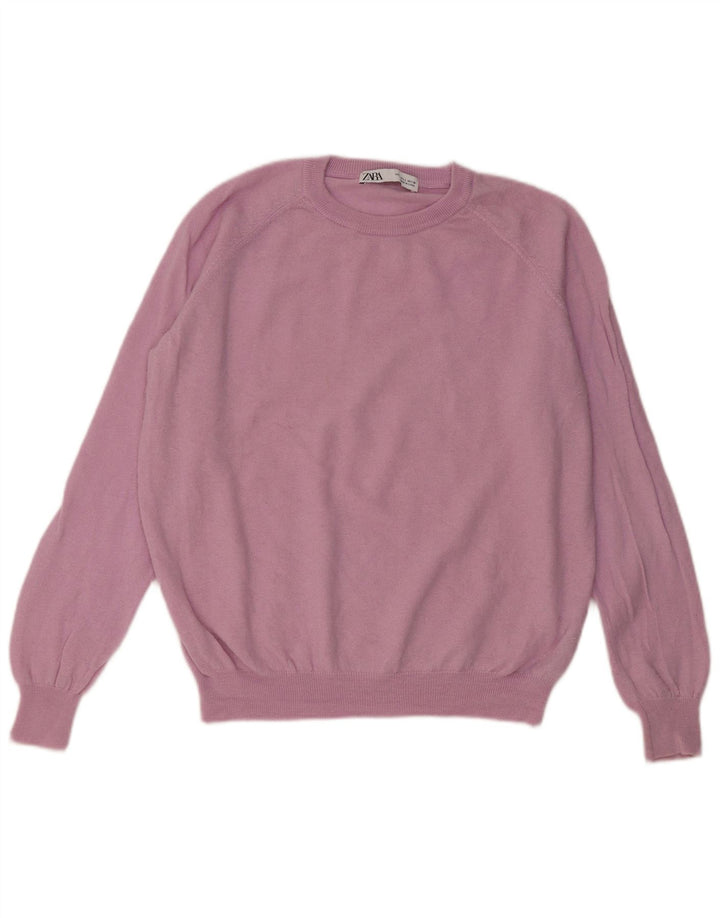 Maglione maglione girocollo da donna Zara UK 16 grande lana rosa