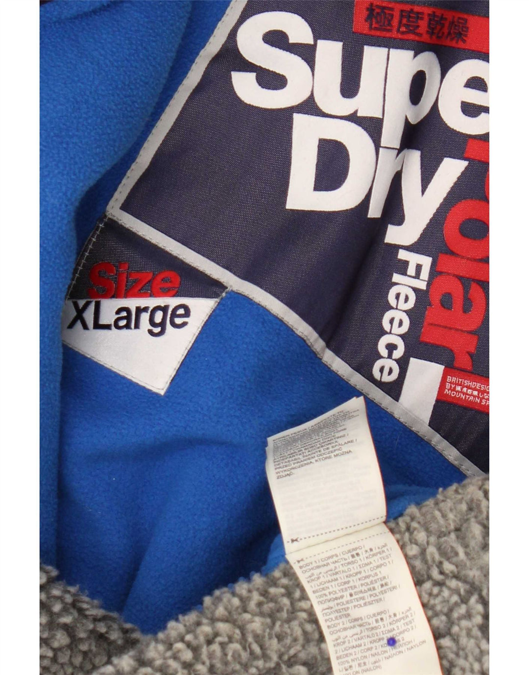Giacca in pile da uomo con cappuccio Superdry UK 42 XL Poliestere color block grigio