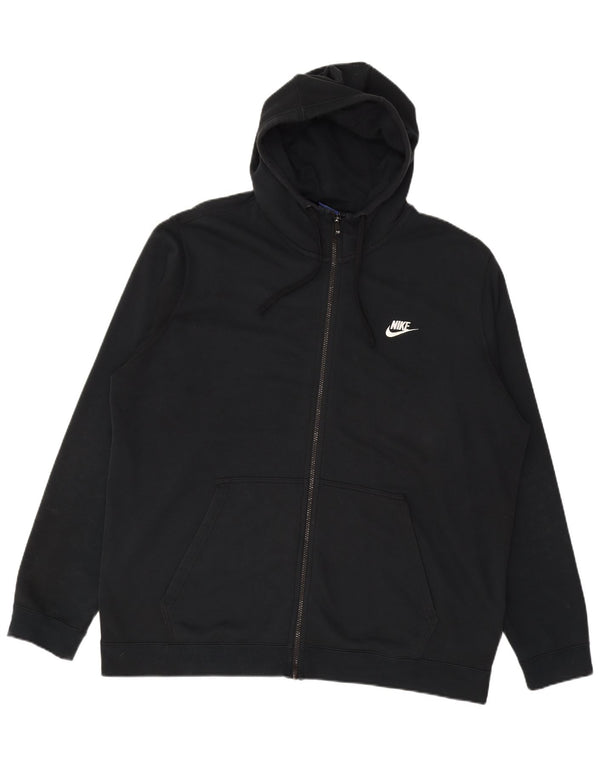 Felpa con cappuccio e zip da uomo NIKE 2XL in cotone nero