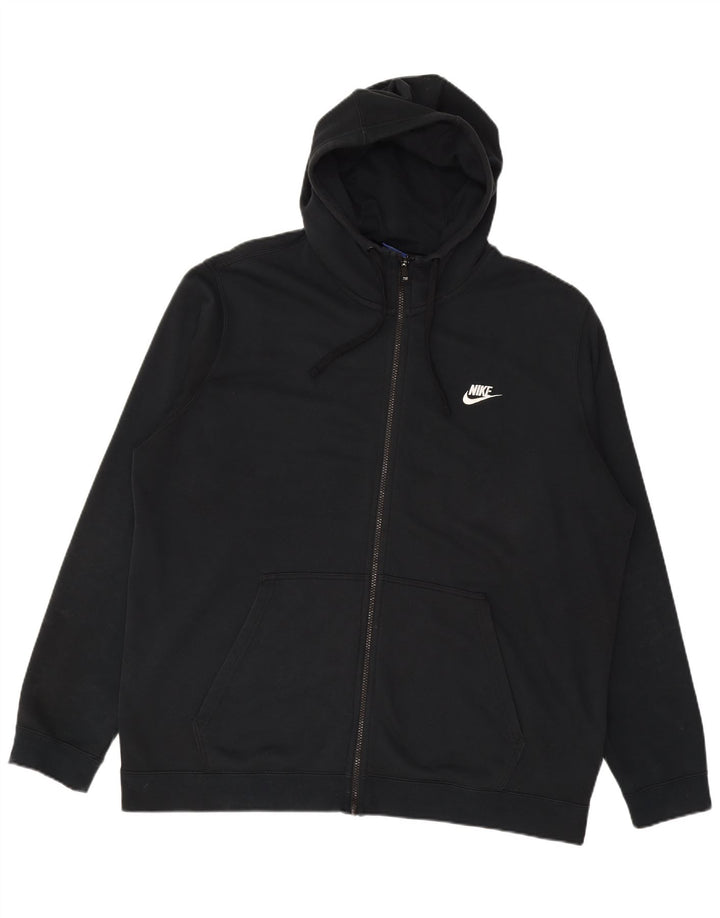 Felpa con cappuccio e zip da uomo NIKE 2XL in cotone nero
