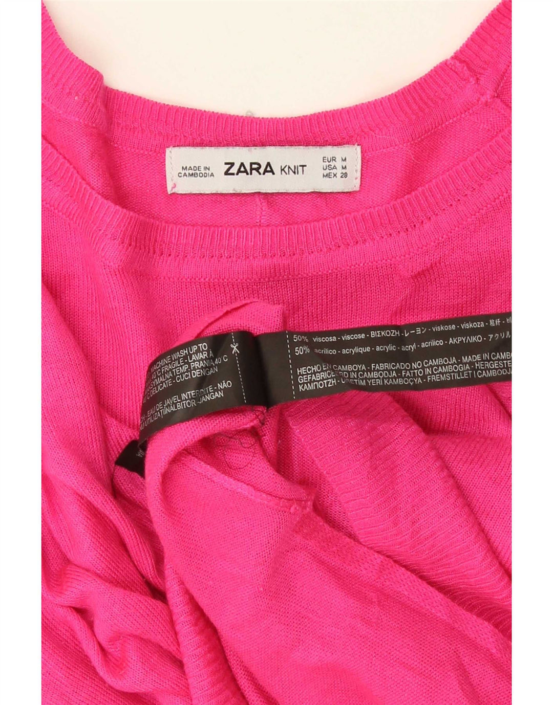 Maglione maglione oversize con scollo a barca da donna Zara UK 14 Viscosa rosa medio