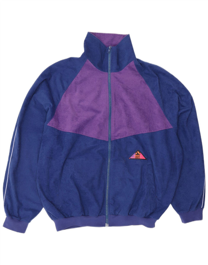 AESSE Mens Loose Fit Tracksuit Top Jacket Medium Navy Blue Colourblock