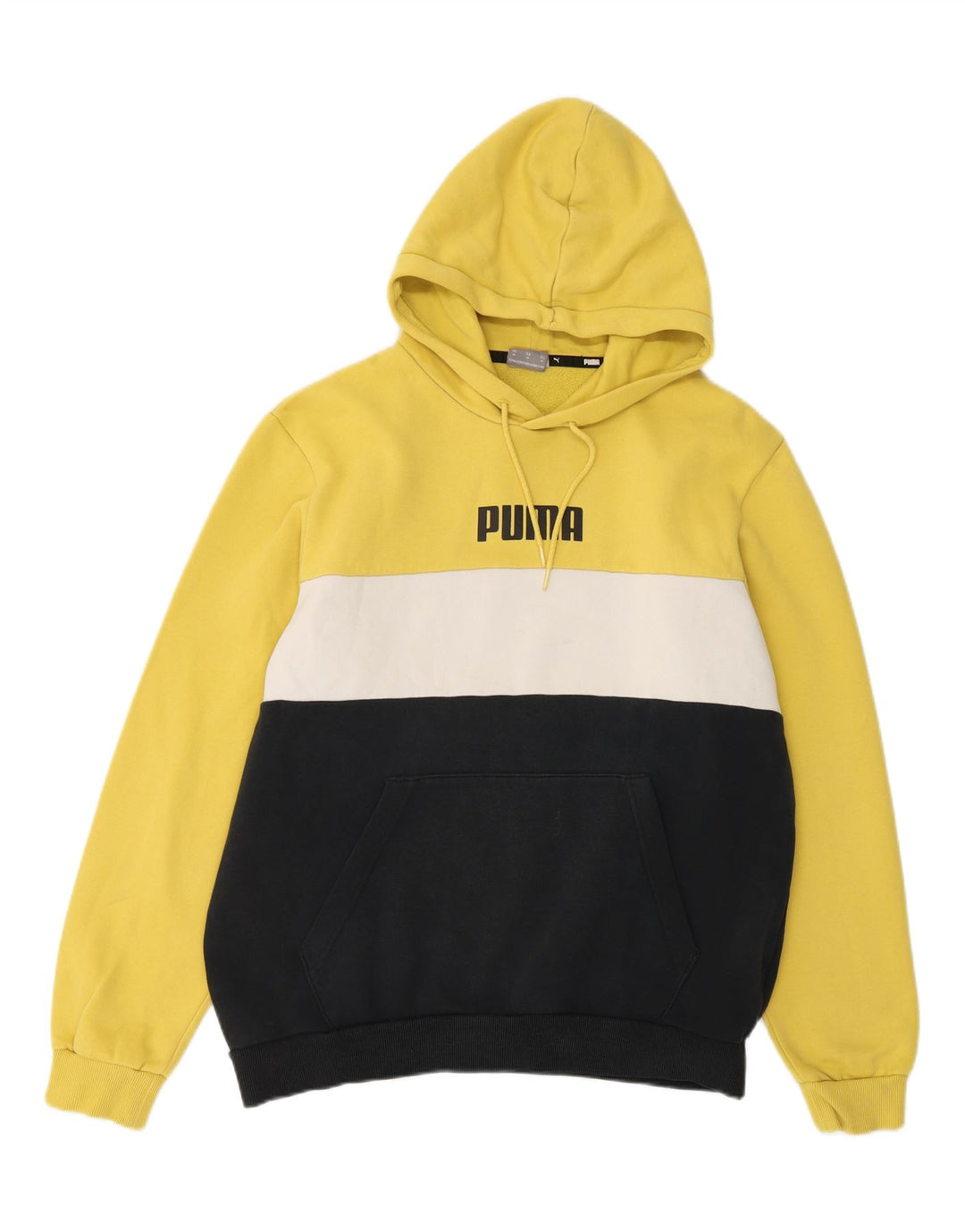 PUMA Mens Graphic Hoodie Jumper Medium Multicoloured Colourblock Cotton Vintage Puma and Second-Hand Puma from Messina Hembry 