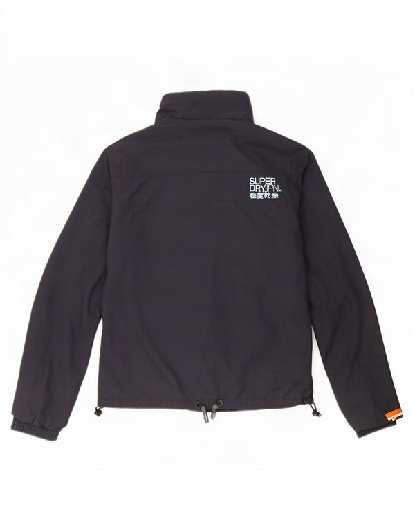 Giacca antipioggia da donna Superdry UK 14 grande nylon blu navy