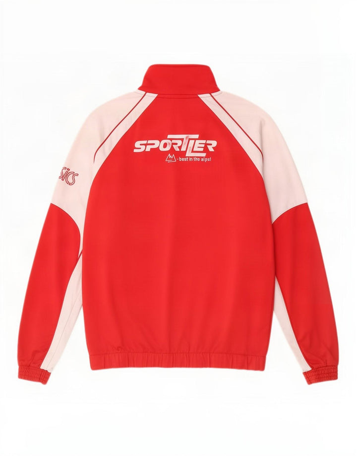 Giacca da ginnastica grafica da uomo Asics, giacca in poliestere color block rosso medio