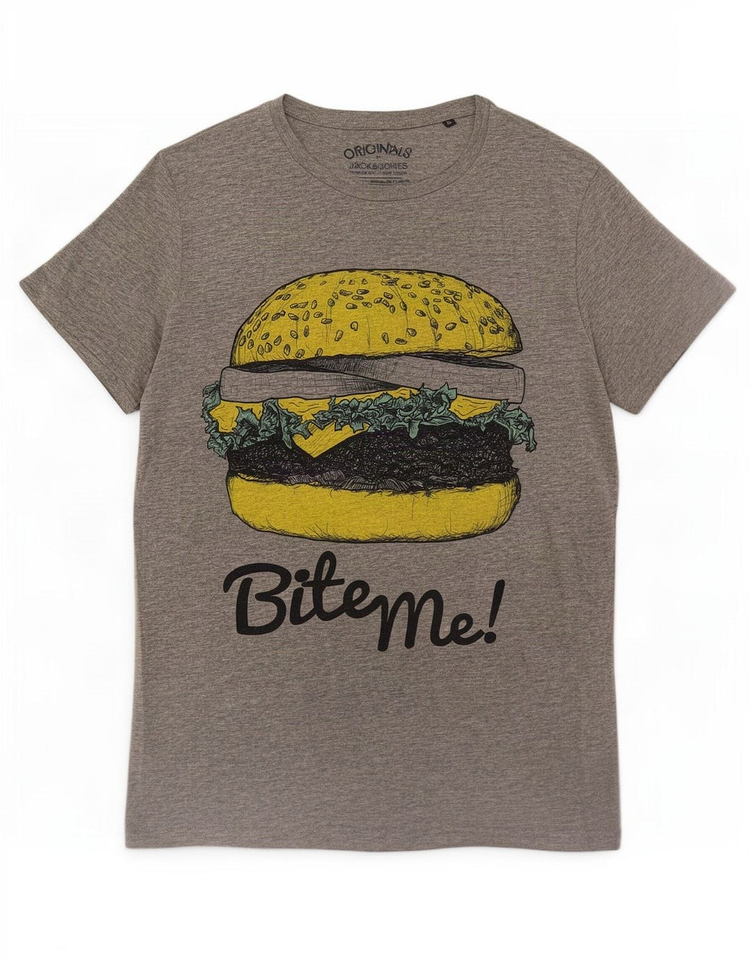 T-shirt grafica da uomo Jack & Jones Top in cotone grigio medio
