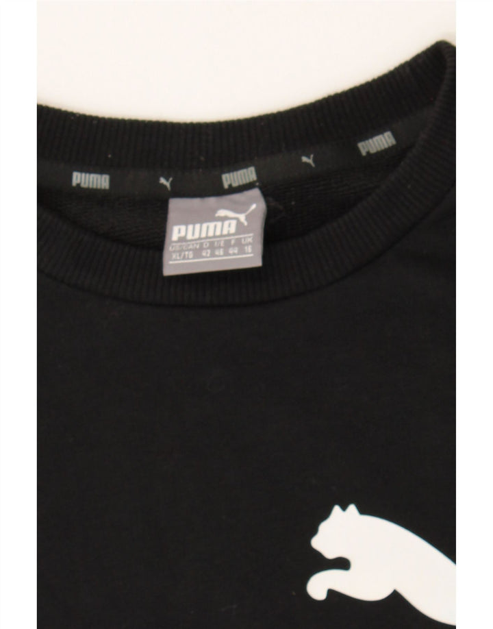 PUMA Womens Graphic Sweatshirt Jumper UK 16 Large Black Cotton Vintage Puma and Second-Hand Puma from Messina Hembry 