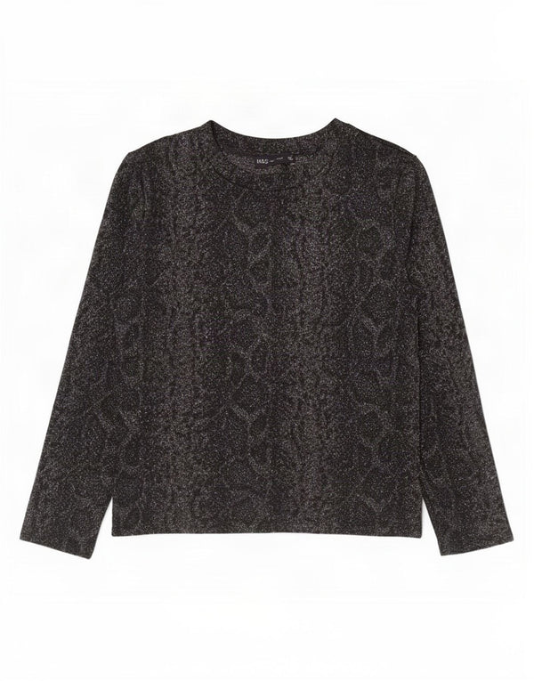Marks & Spencer Top da donna a maniche lunghe UK 12 Grigio medio Stampa animalier