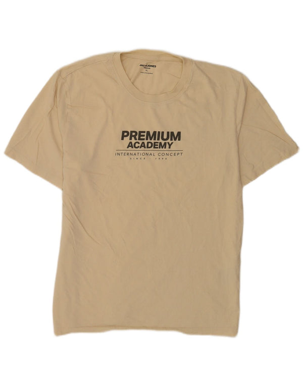 T-shirt grafica da uomo Jack & Jones Top XL in cotone beige