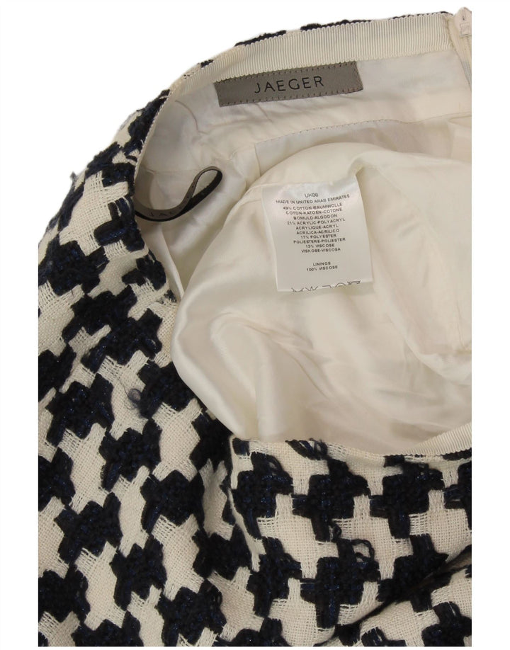 Gonna a tubino da donna JAEGER UK 8 piccola W27 cotone pied de poule nero