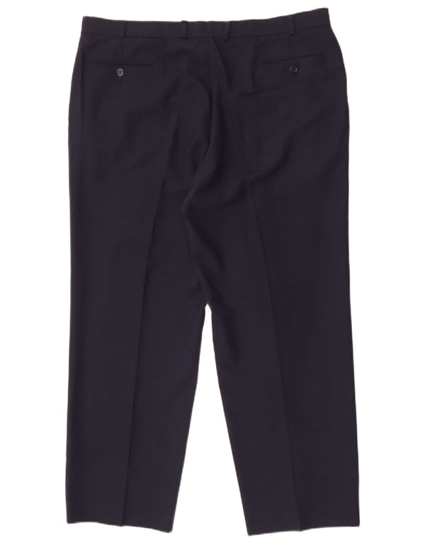Marks & Spencer Mens Tapered Suit Trousers W40 L29 Navy Blue Polyester