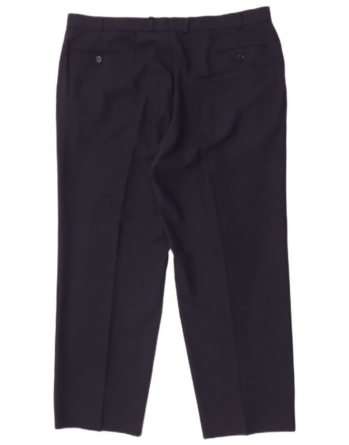 Pantaloni da abito affusolati da uomo Marks & Spencer W40 L29 poliestere blu navy