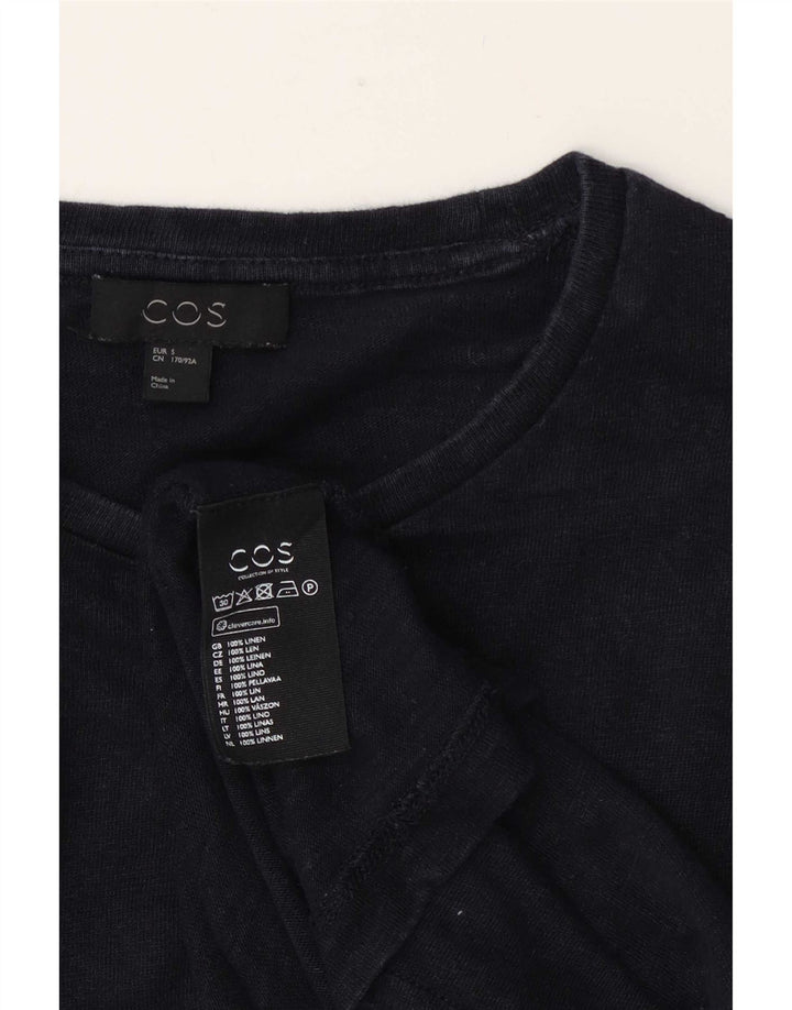T-shirt da uomo Cos Top piccola in lino blu navy