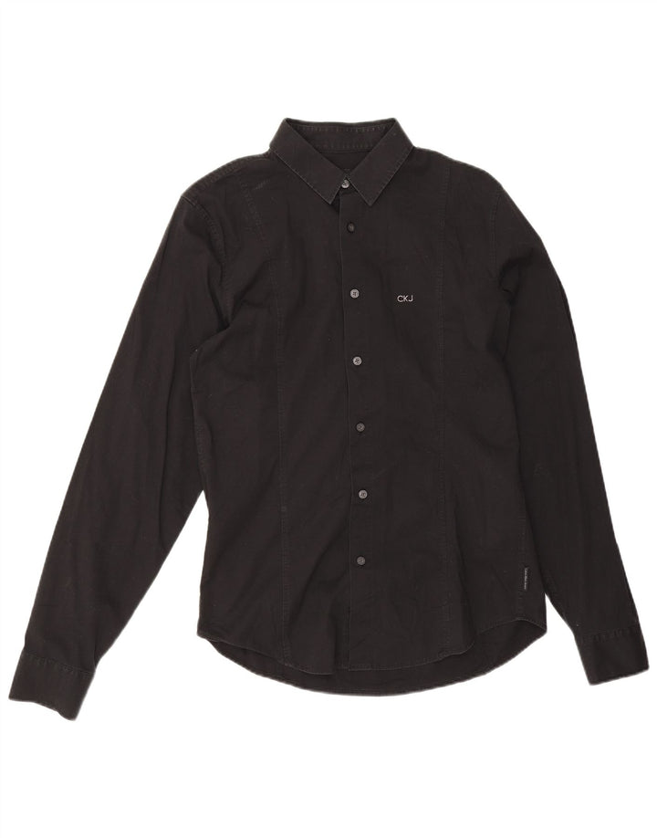 Camicia da uomo Calvin Klein Jeans in cotone nero medio