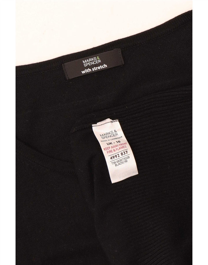 Maglione cardigan da donna Marks & Spencer UK 16 grande viscosa nera