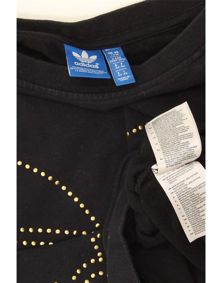 Felpa grafica da donna Adidas Jumper UK 14 cotone nero medio