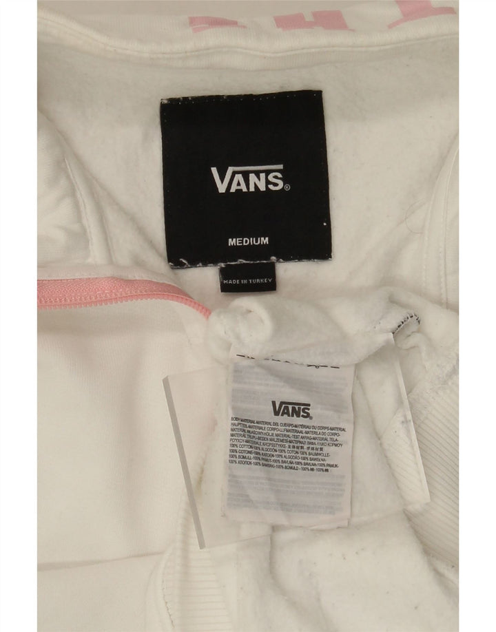 Felpa da uomo con collo con zip grafica VANS, maglione, cotone bianco medio