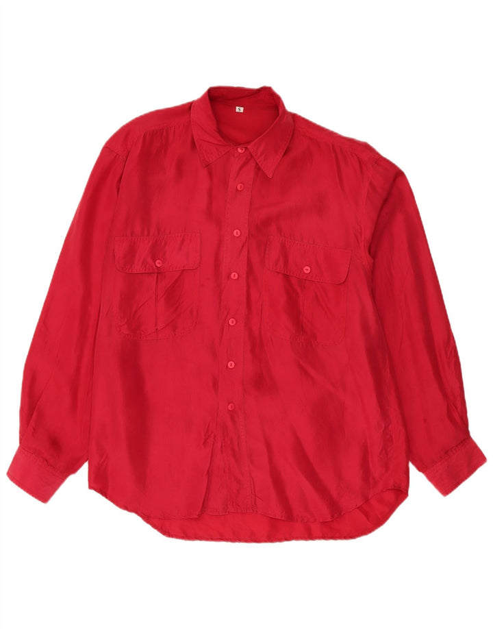 Camicia Vintage da Uomo Piccola in Seta Rossa