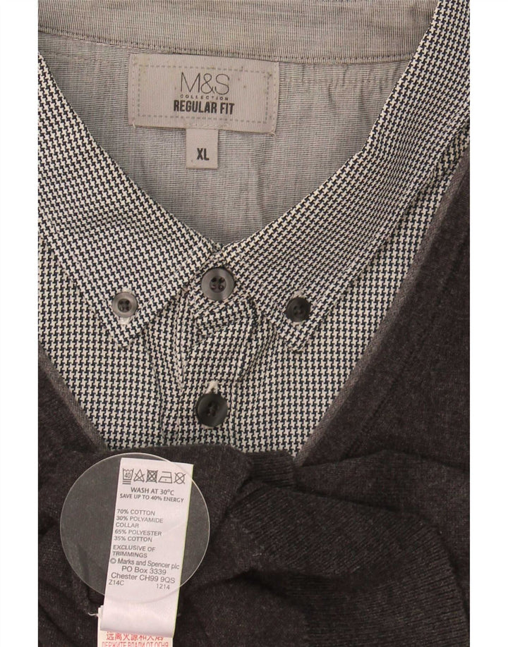 Maglione da uomo Marks & Spencer vestibilità regolare con scollo a V XL in cotone grigio