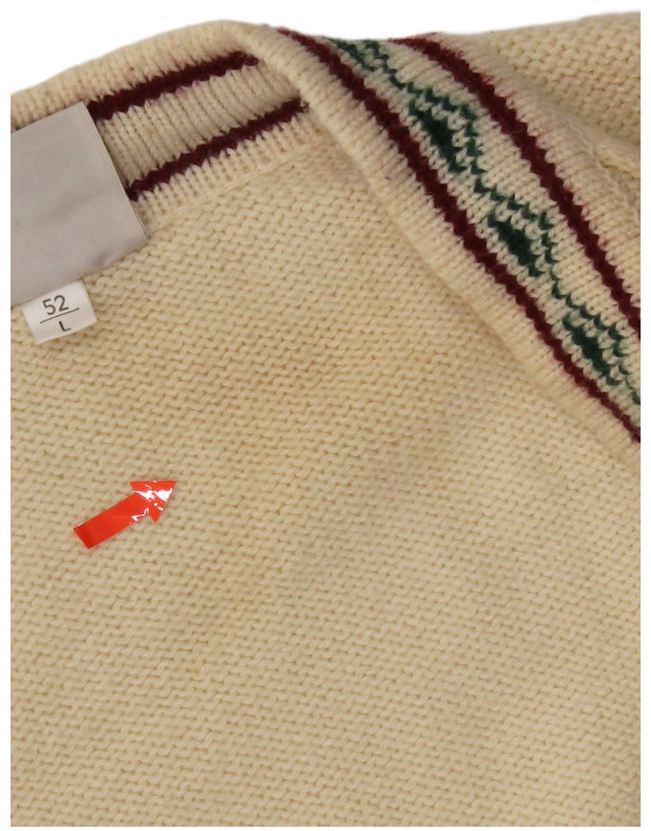Maglione cardigan da uomo vintage IT 52 grande lana beige