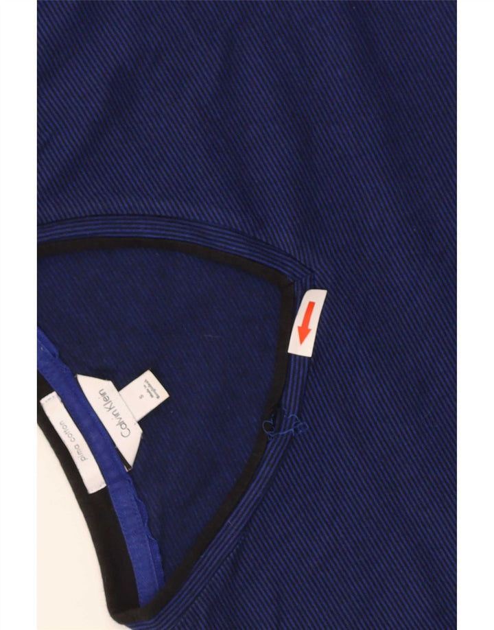 Calvin Klein - T-shirt regolare da uomo a maniche corte, piccola, a righe blu navy