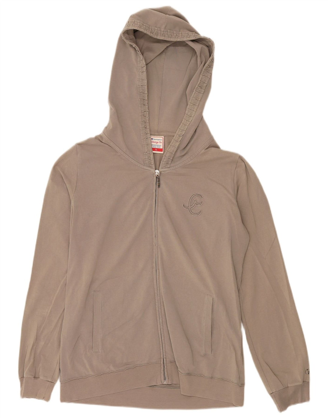 Maglione con cappuccio e zip CHAMPION da donna, vestibilità Heritage, UK 18 XL, cotone beige