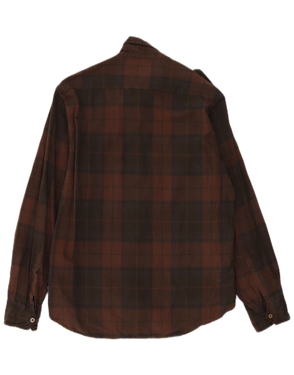 Camicia militare da uomo Marlboro Classics in cotone a quadri marrone medio