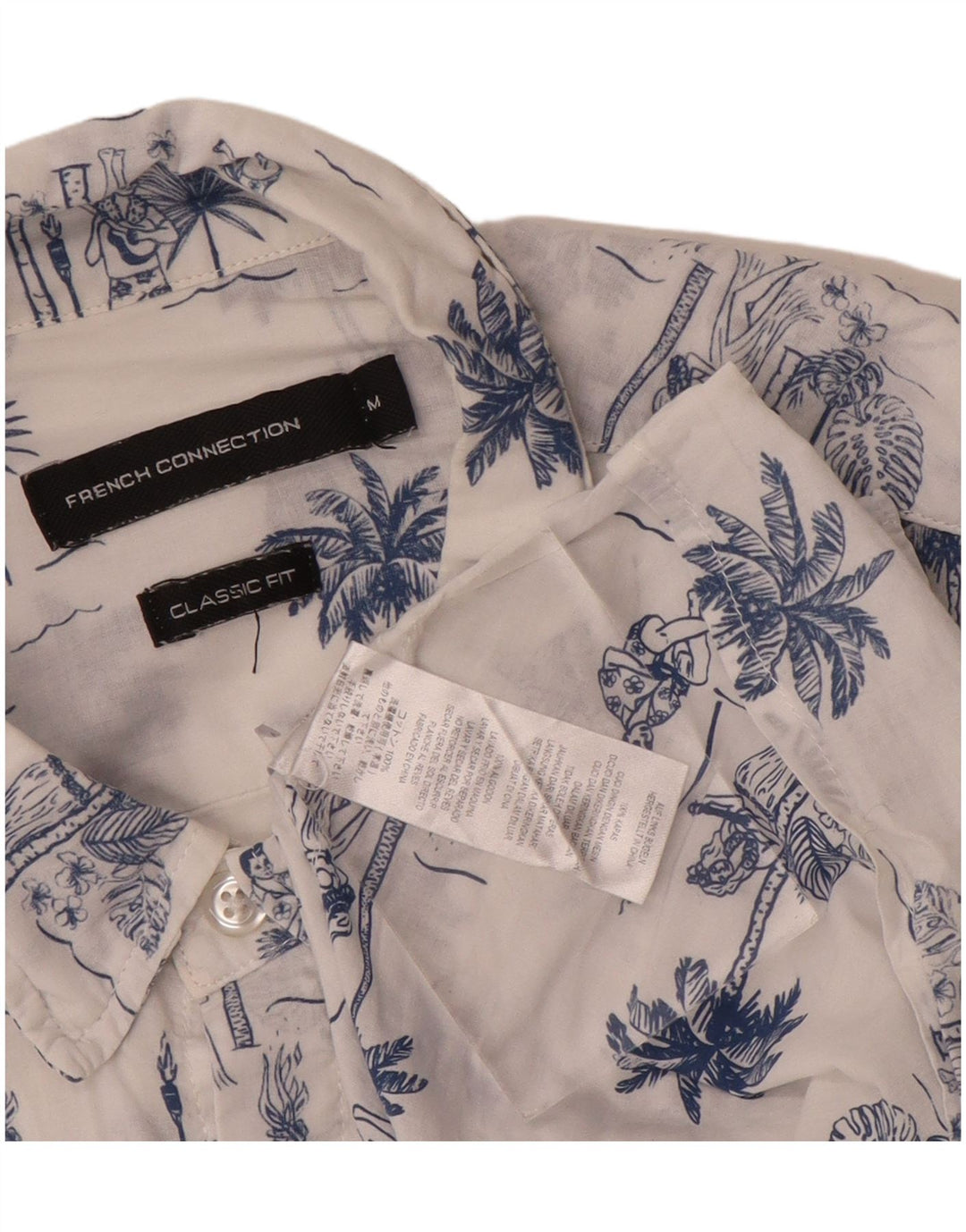 Camicia da uomo con vestibilità classica grafica French Connection in cotone bianco medio
