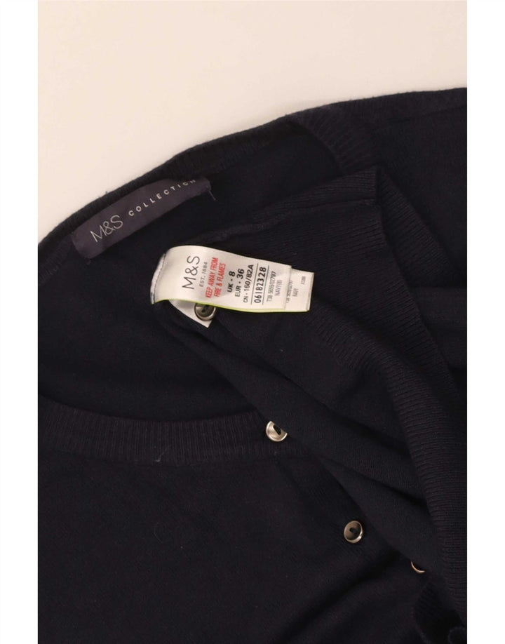 Maglione cardigan da donna Marks & Spencer UK 8 piccolo in viscosa blu navy