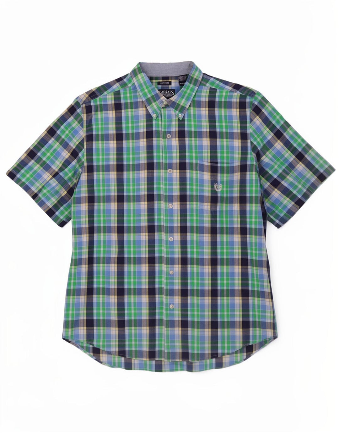Camicia a maniche corte da uomo Chaps XL in cotone a quadri verdi