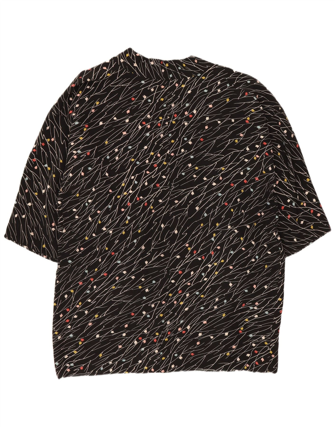 Giacca blazer aperta da donna vintage con maniche a 3/4 UK 20 2XL nera floreale