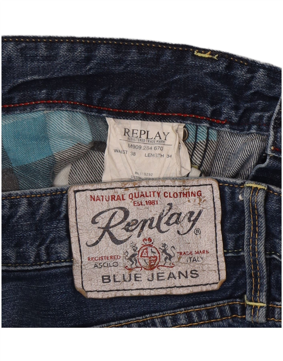 Jeans dritti da uomo Replay W38 L28 cotone blu