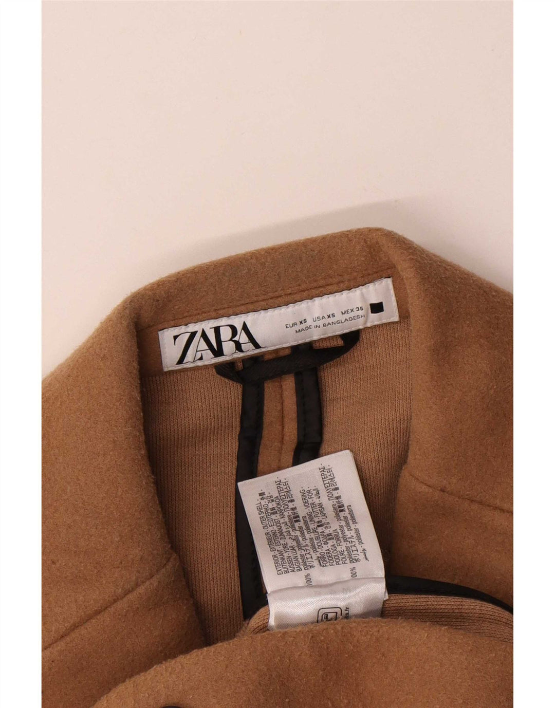 Cappotto oversize da uomo Zara UK 34 XS Poliestere beige