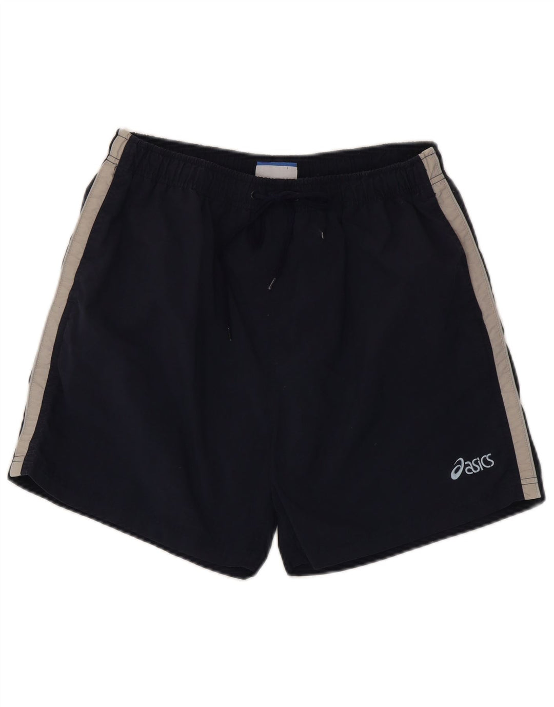 Pantaloncini sportivi da uomo Asics medi in nylon color block blu navy