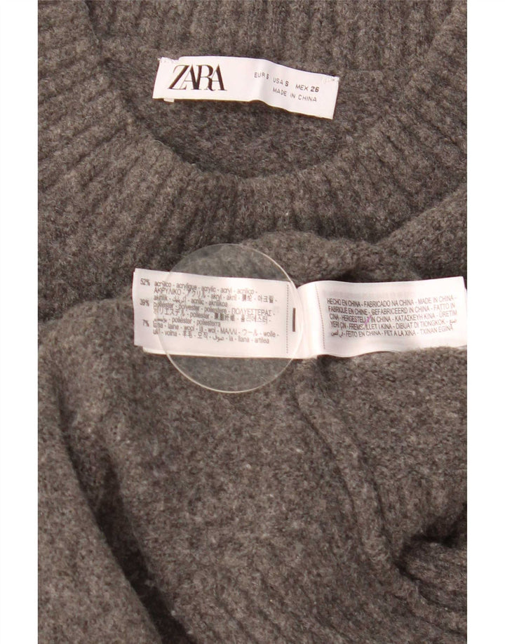 Maglione corto girocollo oversize da donna Zara UK 10 piccolo grigio