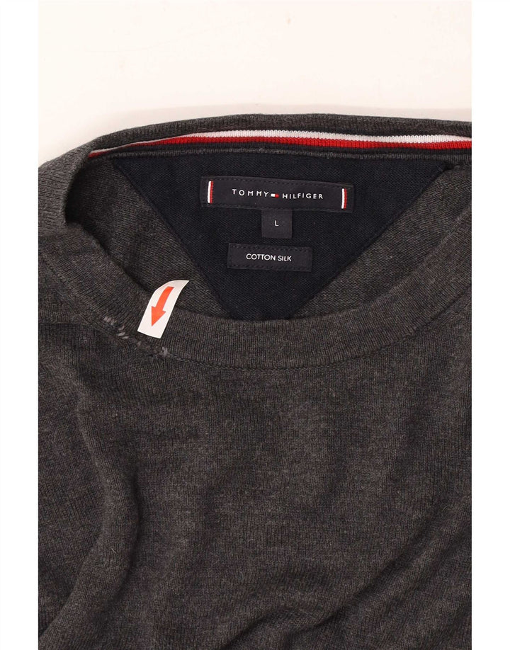 Maglione maglione girocollo da uomo Tommy Hilfiger grande cotone grigio