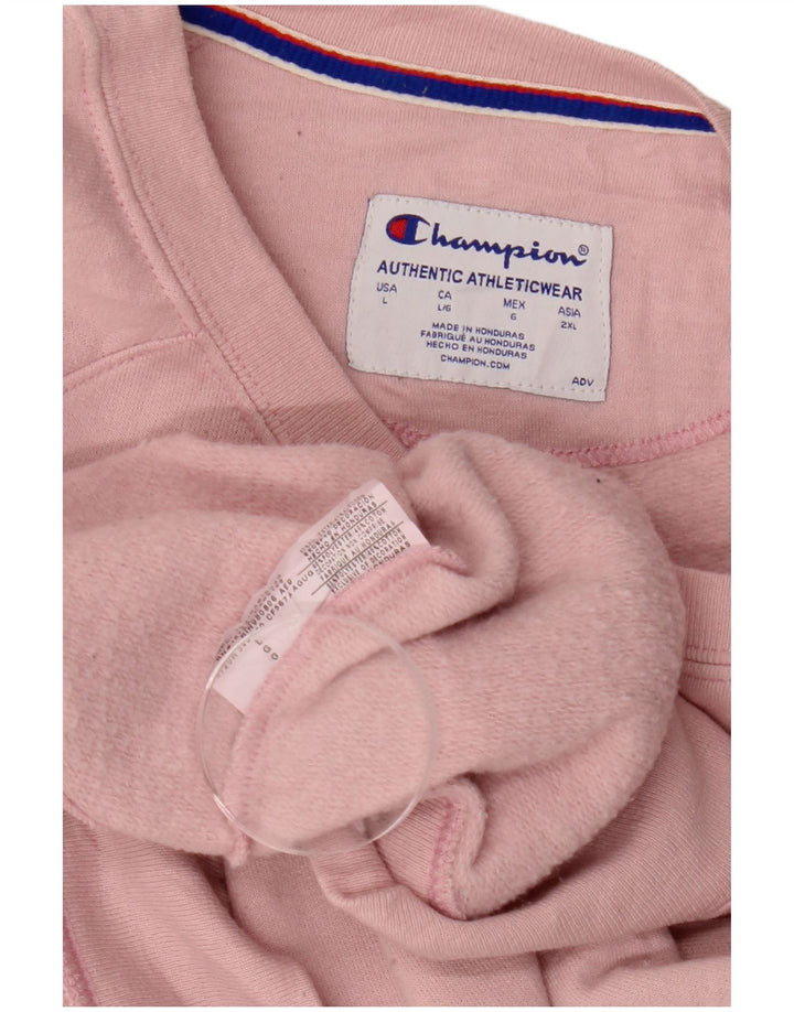 CHAMPION Felpa con grafica da donna Maglione UK 16 Large Rosa Poliestere