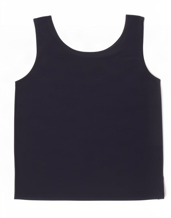 Top camicetta da donna vintage UK 16 grande seta blu navy