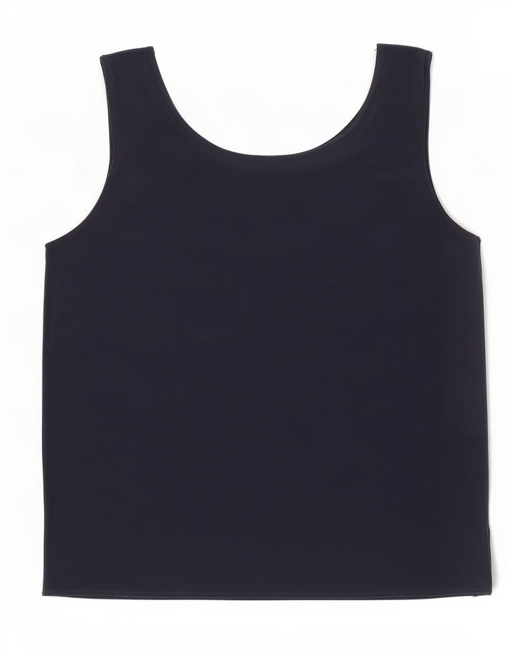 Top camicetta da donna vintage UK 16 grande seta blu navy