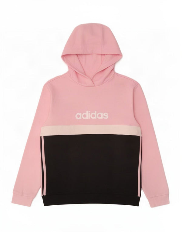 Felpa con cappuccio grafica per ragazze Adidas 11-12 anni in cotone color block rosa