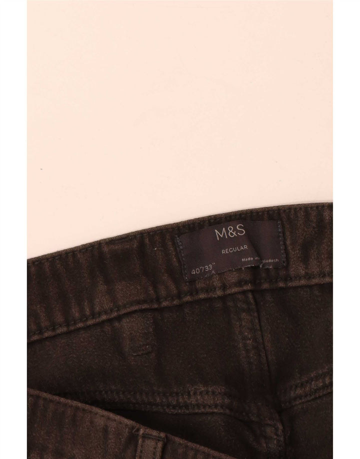 Pantaloni casual regolari da uomo Marks & Spencer W40 L33 cotone grigio