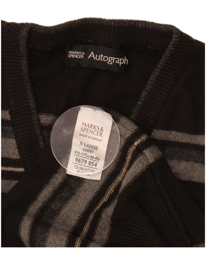 Maglione da uomo con scollo a V autografo Marks & Spencer XL a righe nere