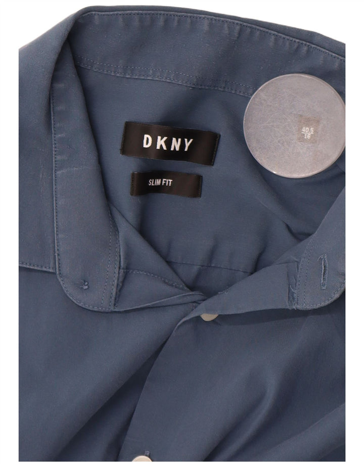 Camicia DKNY da uomo slim fit taglia 40 16 grande cotone blu